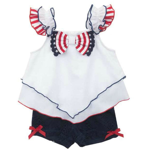 Rare Editions Little Girls 4th of July Lace Shorts Set
