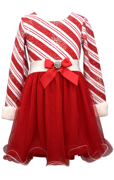 Girls Christmas Dress Candy Stripe Holiday Dress - New!