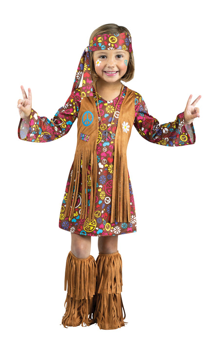 Adorable Peace & Love Hippie Toddler Costume - 3T/4T