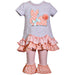 Girls Peach Dot Ruffle Bunny Knit Set