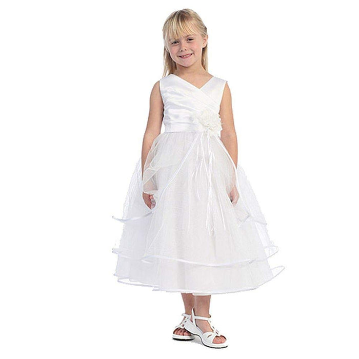 Chic Baby Girls White Taffeta Layered First Communion Pageant Easter Dress 2T-16