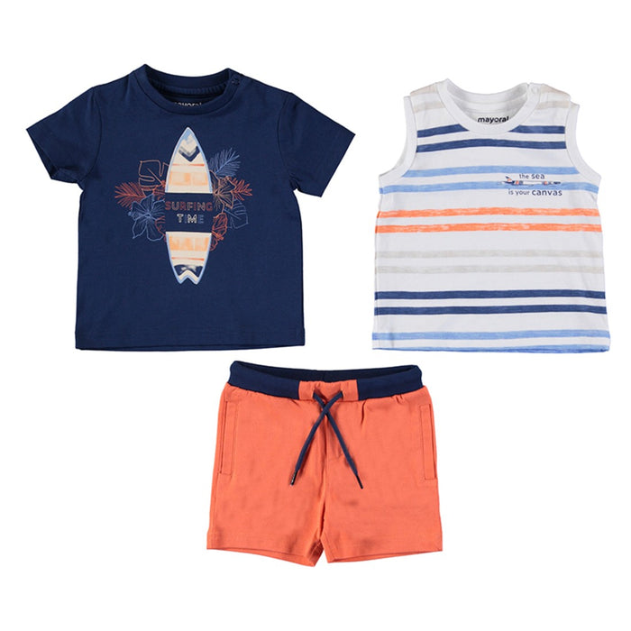 Baby or Toddler Boys Surfing Short Set with 2 Tees