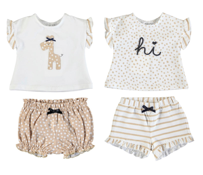 Mayoral Baby Gift Set -  Giraffe Short Sets - 2 Outfit Bundle
