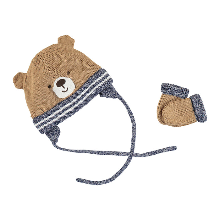 Mayoral Winter Bear Baby Hat and Mittens Set