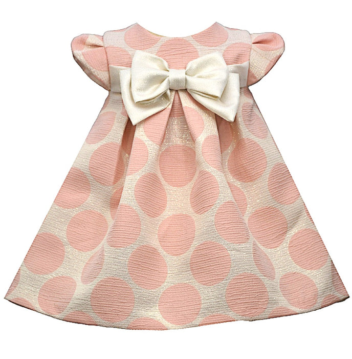 Bonnie Jean Baby Dress Brocade Dot Bow Dress