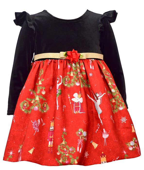 In Fashion Kids - Baby Girls Christmas Velvet Nutcracker Dress In Fashion Kids - Baby Girls Christmas Velvet Nutcracker Dress