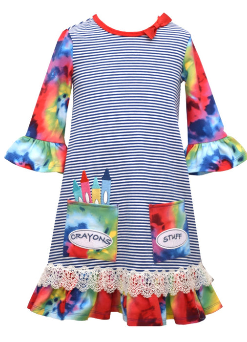 Bonnie Jean Tie Dye Crayon Pocket Dress
