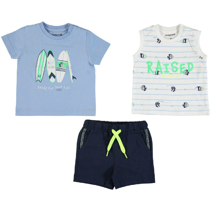 Raised by Waves 3 Pc Short and 2 Tee shirt set