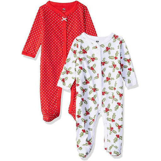 Baby Girls Christmas Unionsuits Christmas Holly 2 Pack