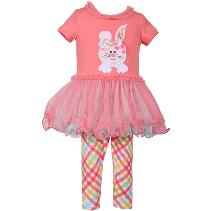 Baby or Girls Coral Easter Bunny Tutu Legging Set