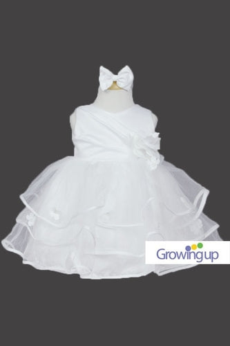 Beautiful Baby Dress - Matte Satin and Tulle  - WHITE