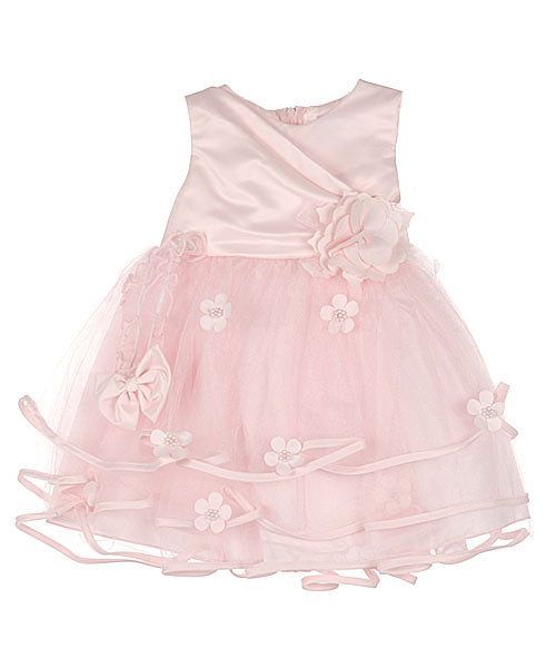 Beautiful Baby Dress - Matte Satin and Tulle  - WHITE