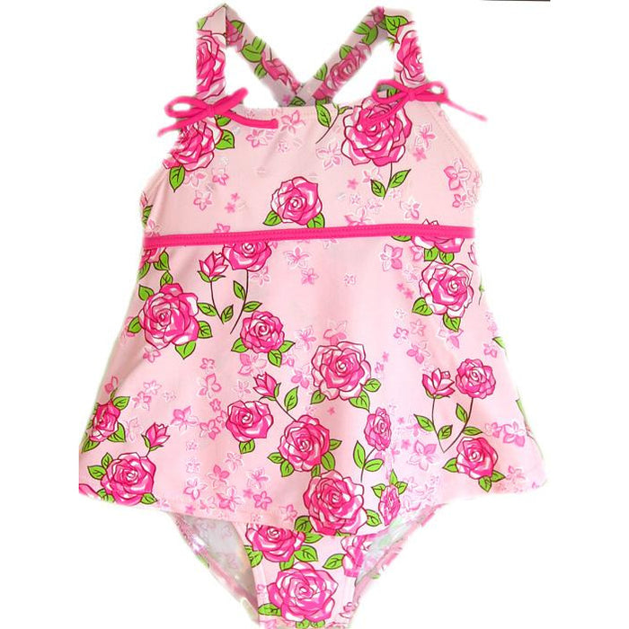 Kate Mack Skirted Roses Toddler Swimsuit - One Piece with Sequins