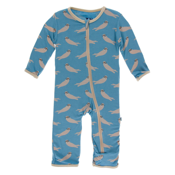 KicKee Pants Print Muffin Ruffle Coverall with Zipper