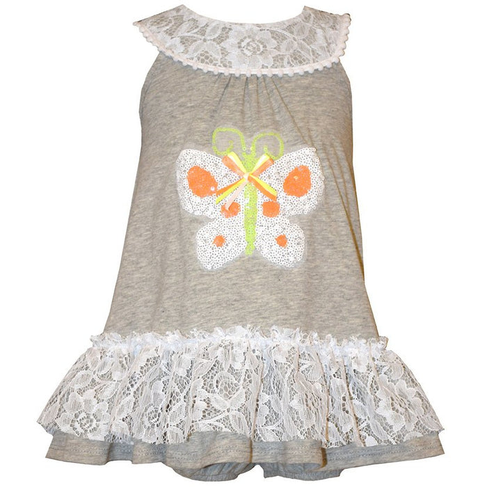 Bonnie Jean Baby Girls Grey Knit Butterfly Sundress 12 - 24 months