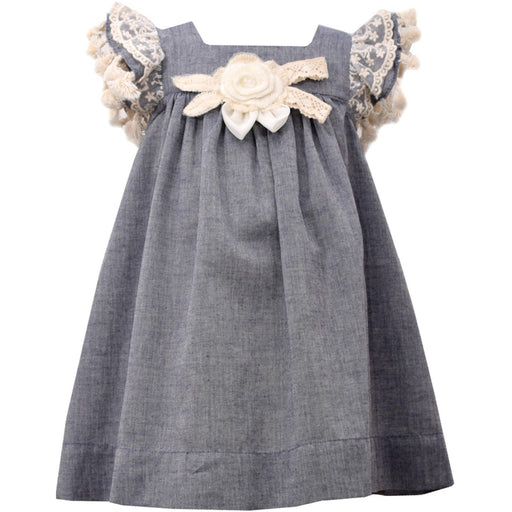 Bonnie Jean Toddler Chambray Lace Float Dress 2T -4T