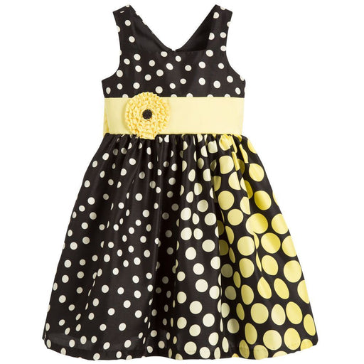 Bonnie Jean Girls Black Yellow Dot Dress 6 or 6X