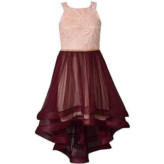 Bonnie Jean Burgundy Hi Low Party Dress Girls 7 - 16