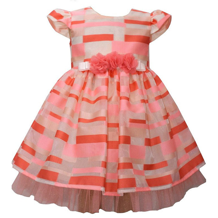 Bonnie Jean Coral Satin Short Sleeve Dress