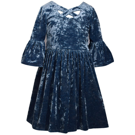 Bonnie Jean Girl's Blue Bell Crush Velvet Dress
