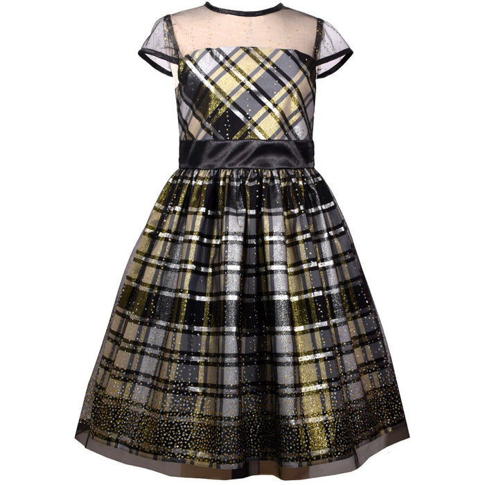 Bonnie Jean Girls Black Plaid Illusion Dress 4 - 6X