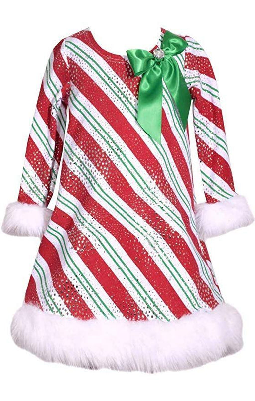 Bonnie Jean Girls Christmas Dress Candy Cane Stripe Dazzle - sold out