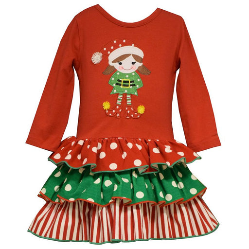 Bonnie Jean Girls Elf Tiered Christmas Dress