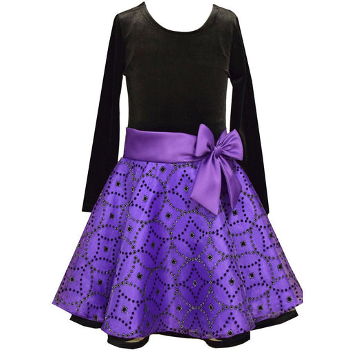 Bonnie Jean Girls Purple Velvet Glitter Organza Skirt Holiday Dress