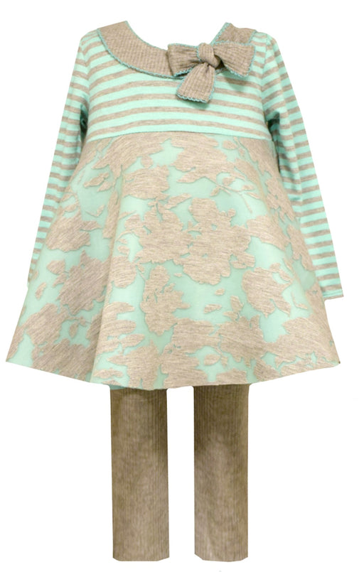 Bonnie Jean Little Girls Aqua Grey Jacquard Legging Set