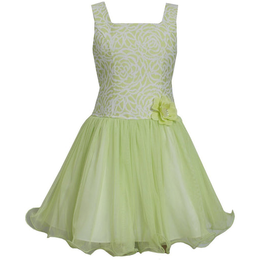 Bonnie Jean Little Girls Lime Brocade Dress