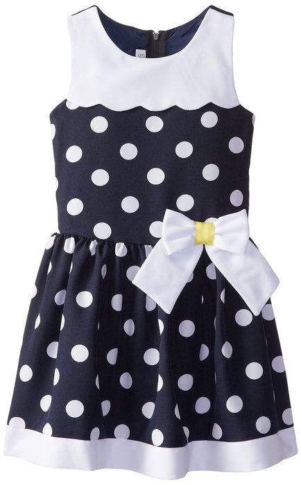 Bonnie Jean Little Girls Navy Dot Nautical Dress