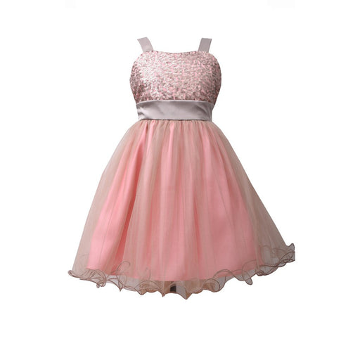 Bonnie Jean Little Girls Pink Sequin to Tulle Dress