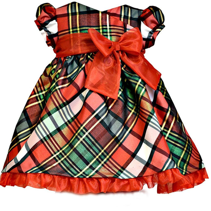 In Fashion Kids - Bonnie Jean Little Girls Red Taffeta Plaid Short Sleeve Holiday Dress In Fashion Kids - Bonnie Jean Little Girls Red Taffeta Plaid Short Sleeve Holiday Dress