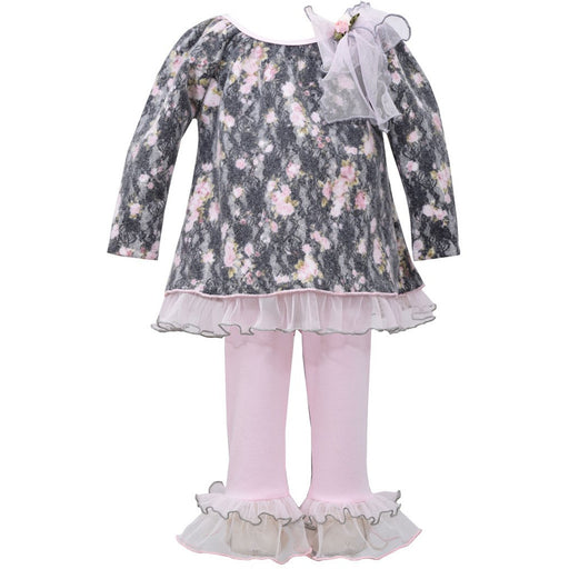 Bonnie Jean Little Girls's Floral Lace Brushed Pant Set