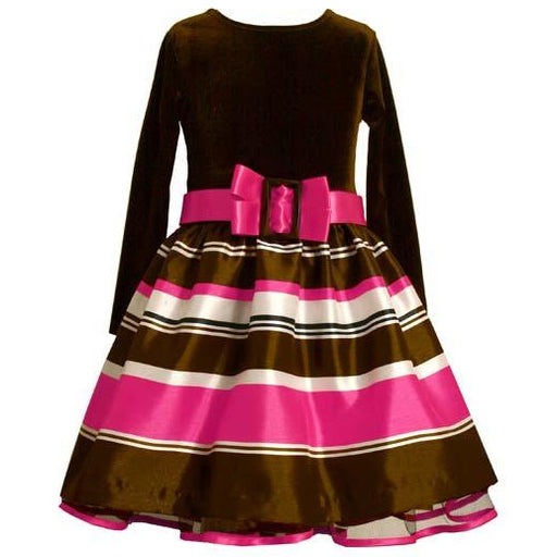 Fuchsia and Brown Striped Hipster - Holiday Dress