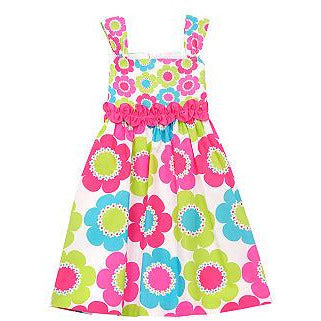 Fuchsia/ Lime Daisy Print Dress  -Easter -Summer Girls Clothes
