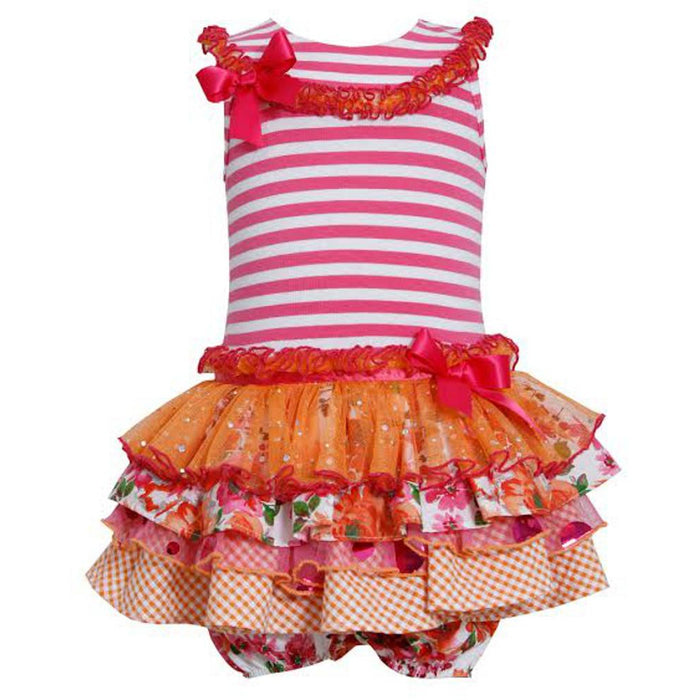 Bonnie Jean Baby Girls Ruffle Tutu Fuchsia Striped Dress