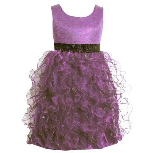 Girl's Special Occasion Dress: Purple Organza Metallic Chiffon Dress