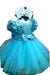 Girls Blue Sequined Short Sleeve Special Occasion Dress