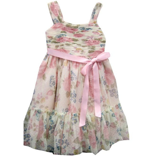 Girls Floral Shirred Dress - Size 4 - 12 