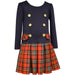 Girls Holiday Dress Ponte Red Plaid Button Dress