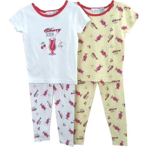 Girls Short Sleeve Pajamas Cherry Soda 2 Pack Size 6 or 6X