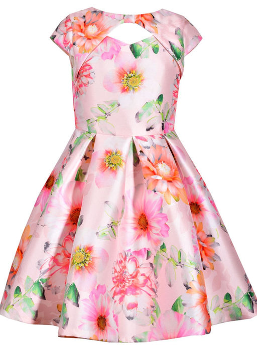 Girls Pink Floral Mikado Dress 4 -16