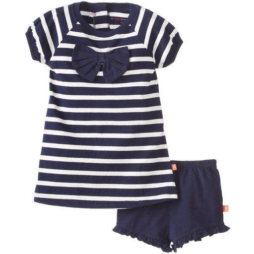 Toddler Girls Striped Knit Short Set - Navy 