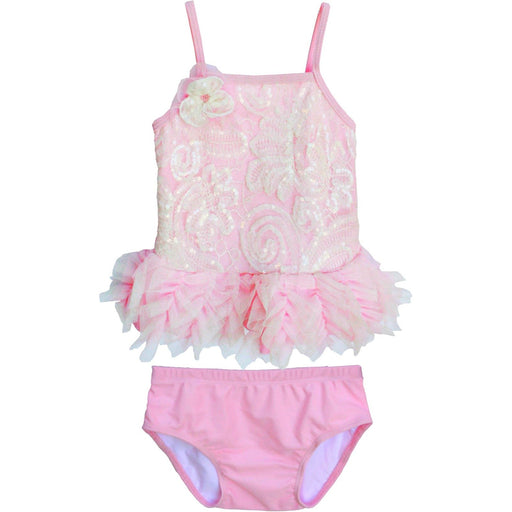 Isobella and Chloe Baby Pink Tankini Swimsuit 3 - 9 months