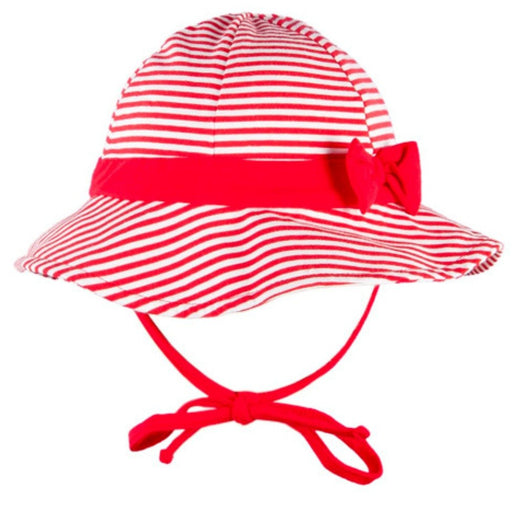 Le Top Baby-Girls Red Stripe Sunhat