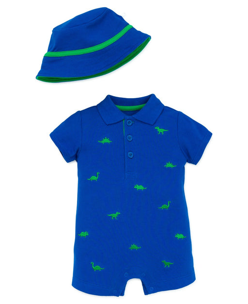 Little Me Baby Boys Royal Dino Romper and Hat Set