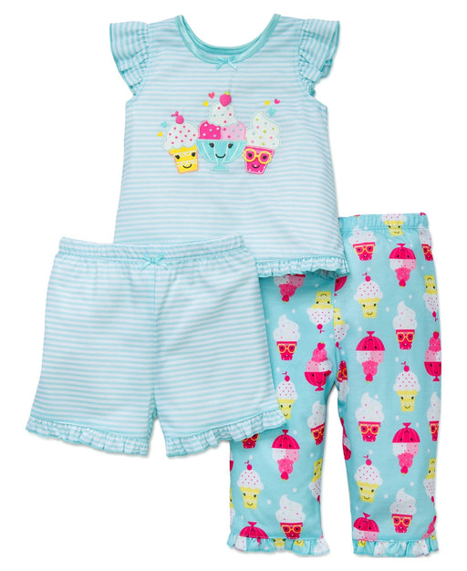 Little Me Toddler Girls 3 Pc Pajama Set Ice Cream