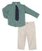 Little Me Little Boys Green Plaid Dress Shirt Tie and Pant Set 4T