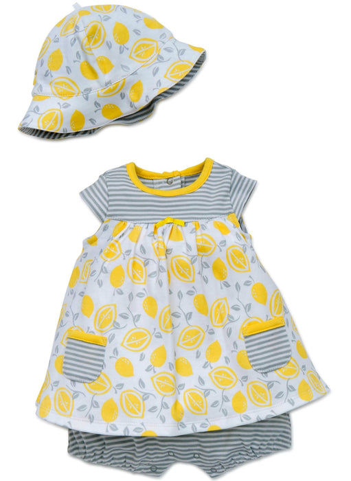 Little Me Newborn Girls Lemon Popover with Hat